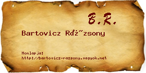 Bartovicz Rázsony névjegykártya